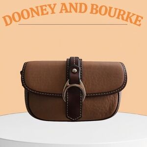 Dooney & Bourke (Vintage) Tan/Brown Leather Saddle Clutch-EUC